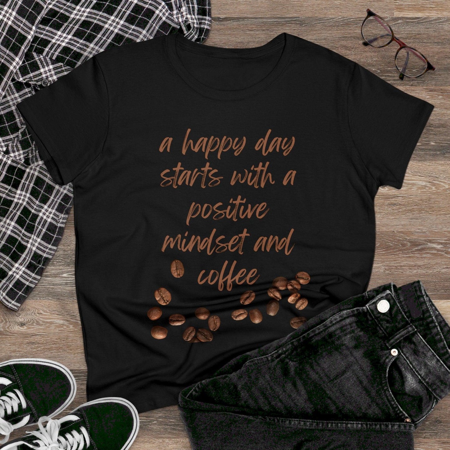 Positive Mindset and Coffee Women's Midweight Cotton Tee