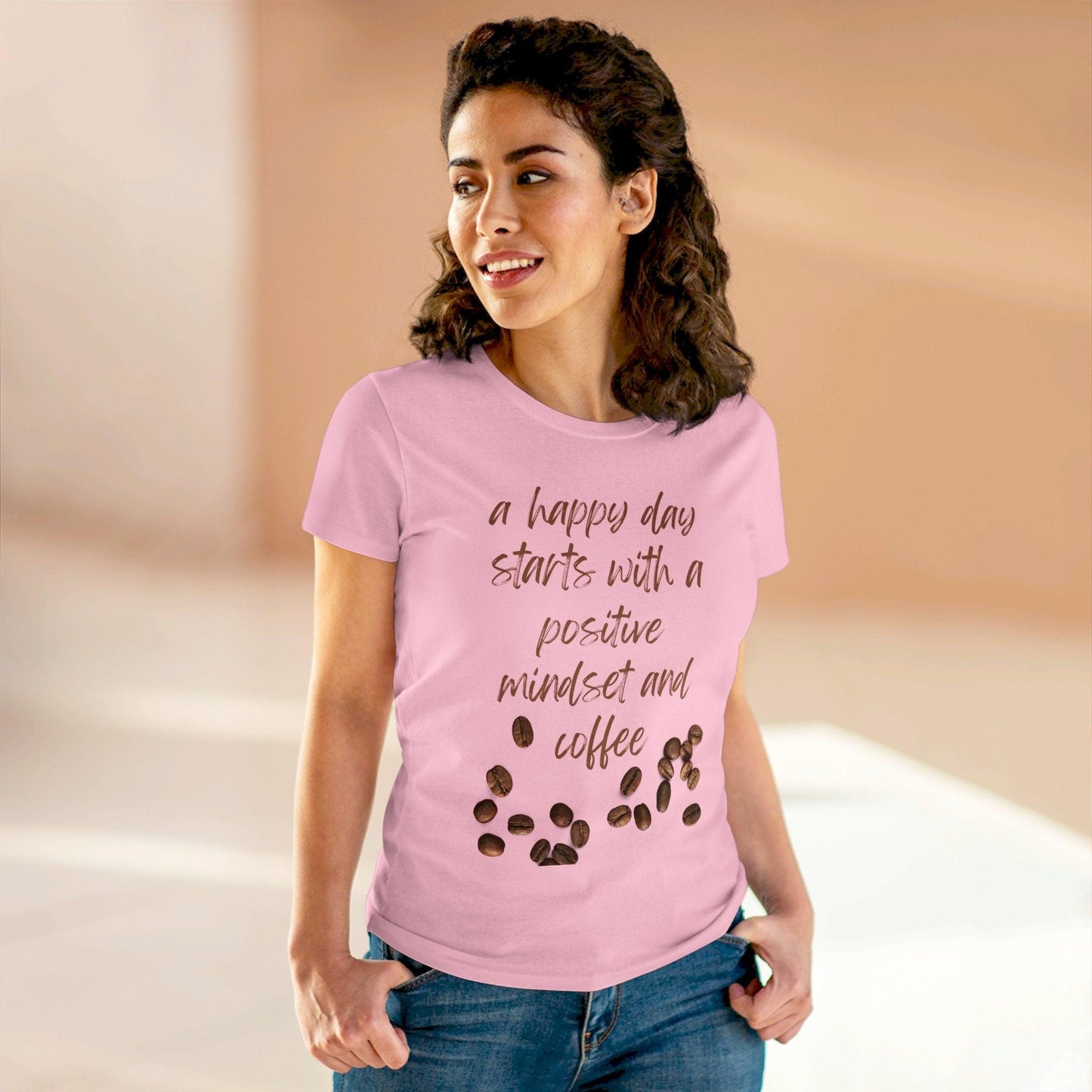 Positive Mindset and Coffee Women's Midweight Cotton Tee