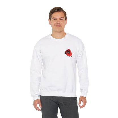 Passion Rose Embroidered Unisex Heavy Blend Crewneck Sweatshirt - Goodfella