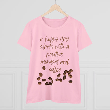 Positive Mindset and Coffee Women's Midweight Cotton Tee