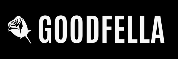 GOODFELLA logo with a white rose on a black background