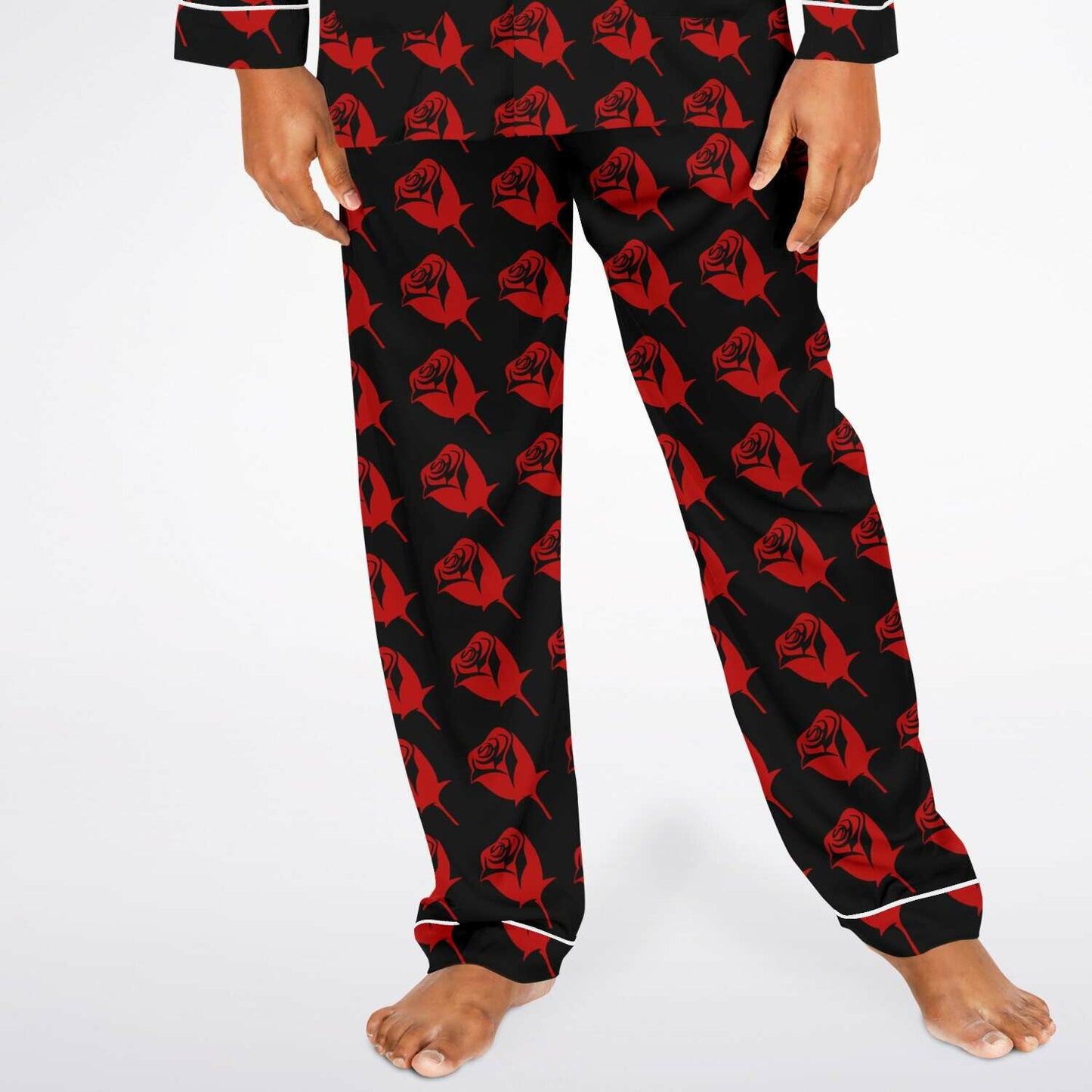 Passionate Red Rose Men's Satin Pajamas - Goodfella