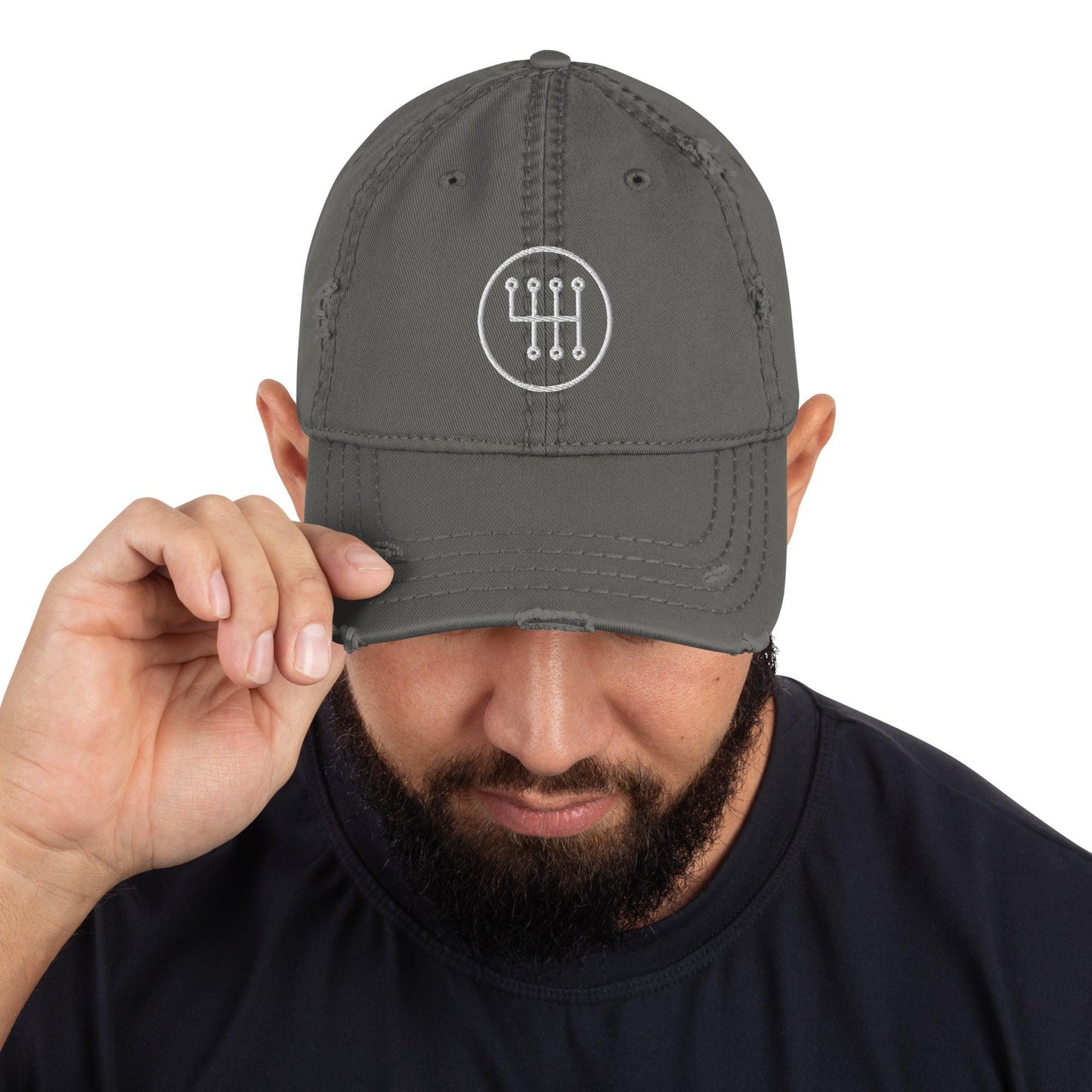 Manual Shift Stick Embroidered Distressed Dad Hat - Goodfella