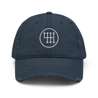 Manual Shift Stick Embroidered Distressed Dad Hat - Goodfella