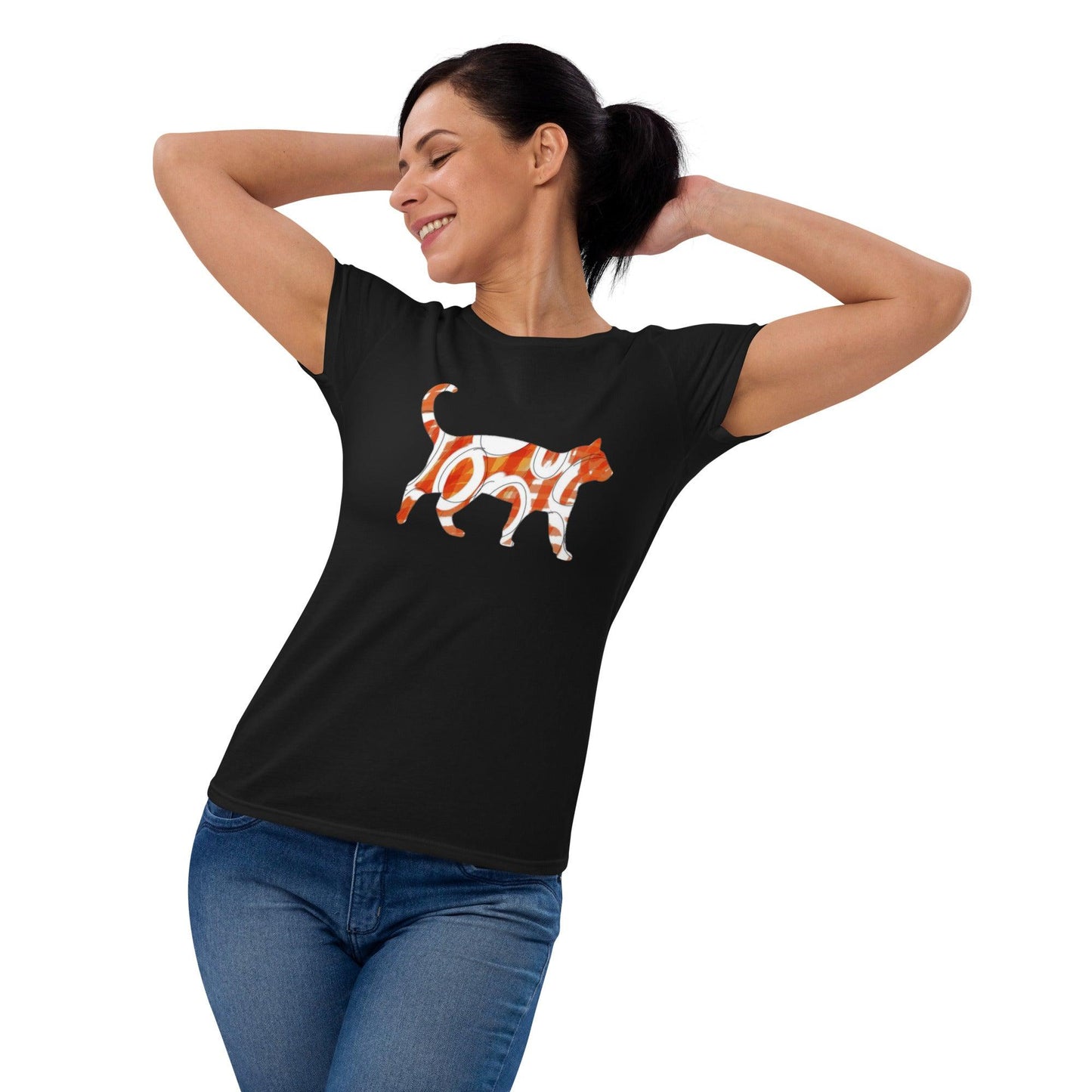 Cat Lovers Gift Idea, Orange Cat Art, Women's short sleeve t-shirt