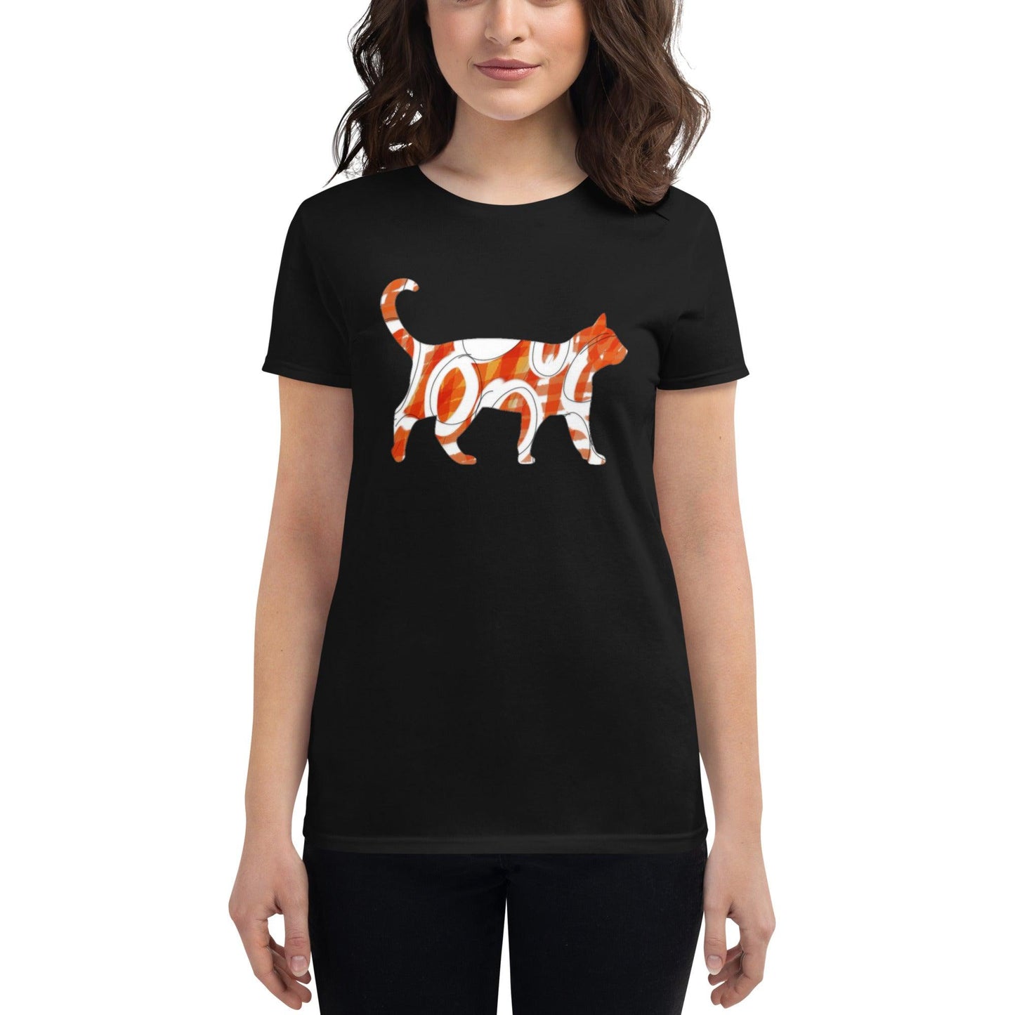 Cat Lovers Gift Idea, Orange Cat Art, Women's short sleeve t-shirt