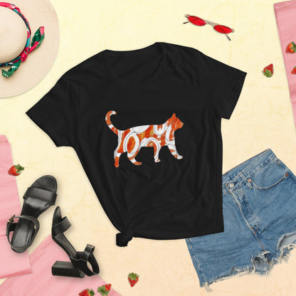 Cat Lovers Gift Idea, Orange Cat Art, Women's short sleeve t-shirt